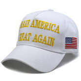 Trump 2024 Hat 45-47 MAGA Hat Make America Great Again Donald Trump Embroidery Slogan with USA Flag Adjustable Baseball Cap, White Maga Hat, One Size-Medium